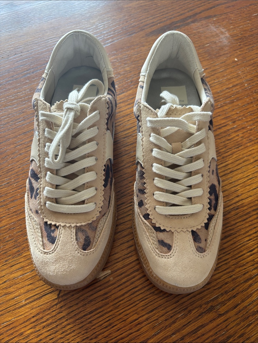 Dolce Vita Beige Leopard-Accent Women's Sneakers